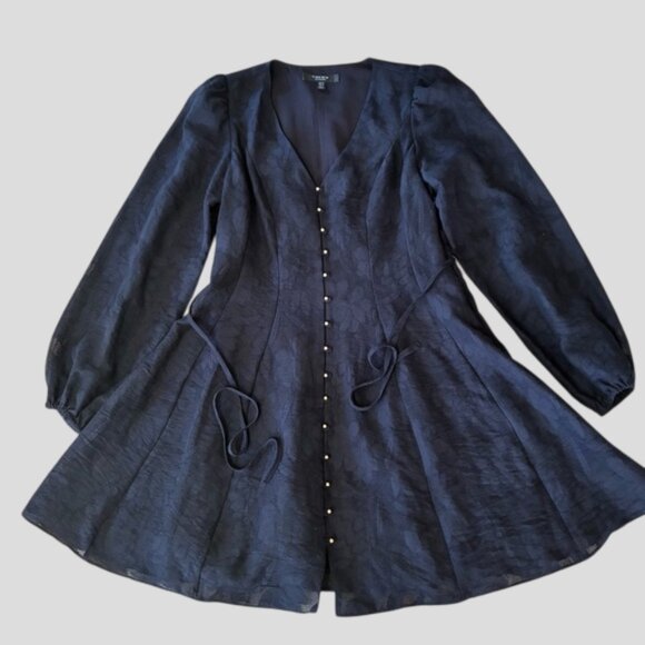 Ever New Navy Carina Button-Front V-Neck Lace A-Line Mini Dress - Picture 5 of 16